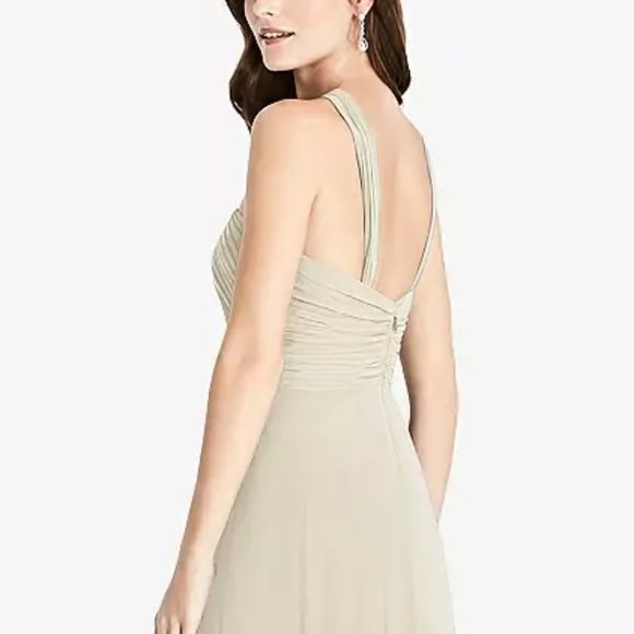 Dessy Collection Twist Halter Chiffon Maxi Dress...TH033...Champagne...Size 10 - Picture 3 of 6